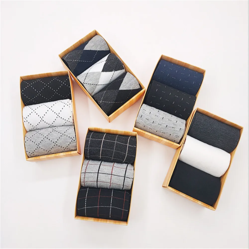 

3 Pairs of Brand Men's Socks Black Business Breathable Deodorant Cotton Socks Men's Long Socks Wholesale