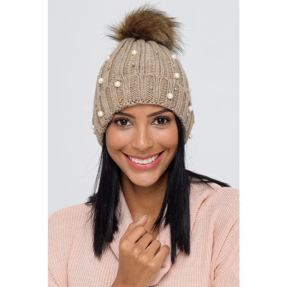 

Dorlie Pompom Cubic Zirconia Pearl Women 'S Beret