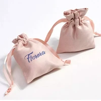 pink suede gift bags custom logo sack watch perfume mascara eyelashes makeup drawstring pouch jewelry flannel sachets