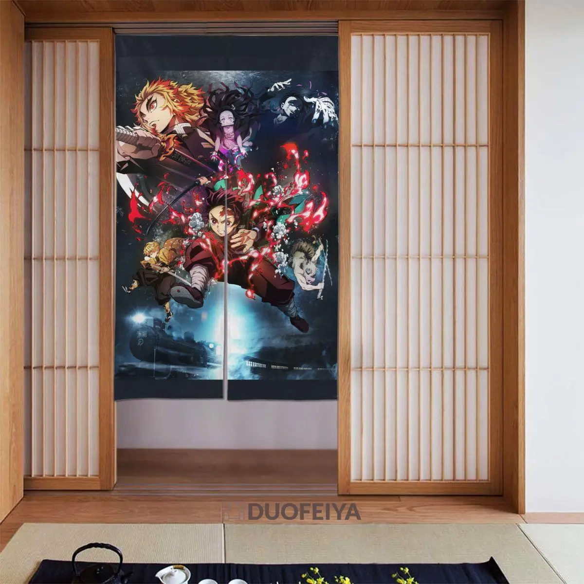 

Занавеска на дверь в японском стиле с изображением рассеянных демонов, аниме отдельный гобелен, крутая подвесная половинка из хлопка и льна...