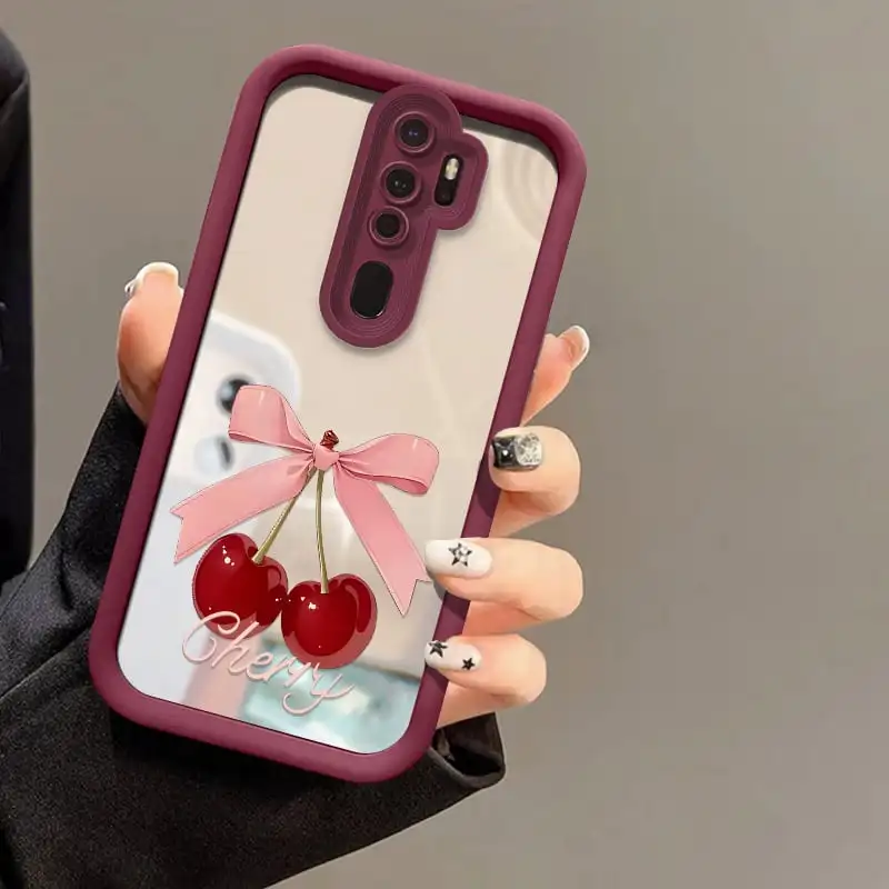 Милый чехол Cherry для Samsung Galaxy F54 F42 5G F41 F15 F05 F04 Чехол F23 F13 F12 Fashion Bow Girly Mirror Cover