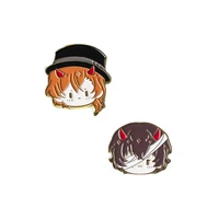 anime bungo stray dogs dazai osamu kawaii demon cosplay metal badge button brooch pins collection medal pendant souvenir gifts