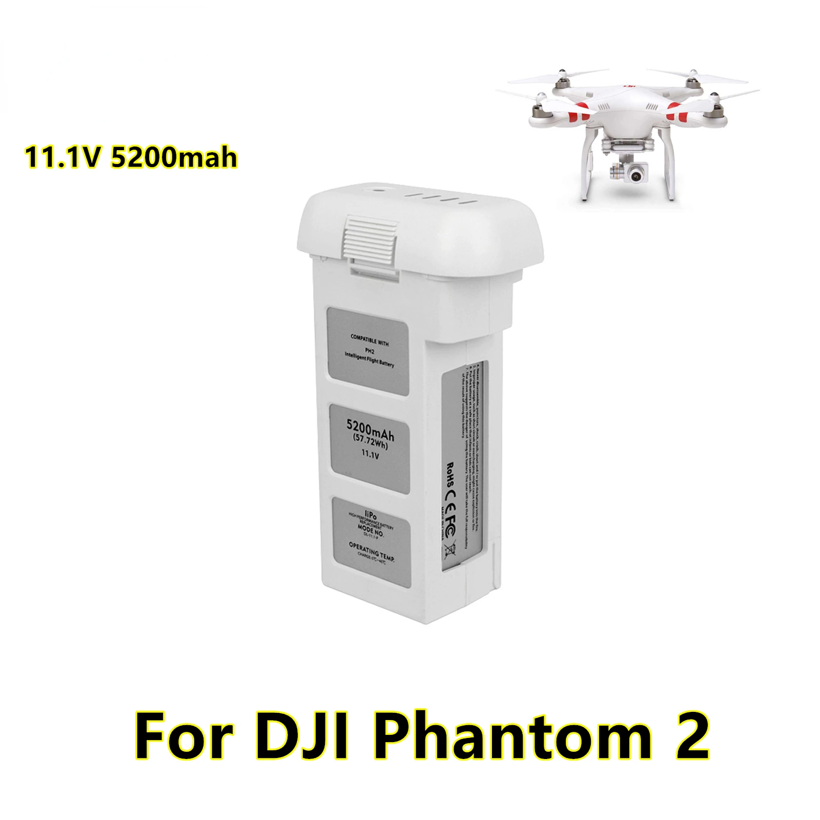 

2022 New 11.1V 5200mah Lipo Drone Battery for DJI Phantom 2 Quadcopter Battery 57.72Wh Spare Battery Drone Parts