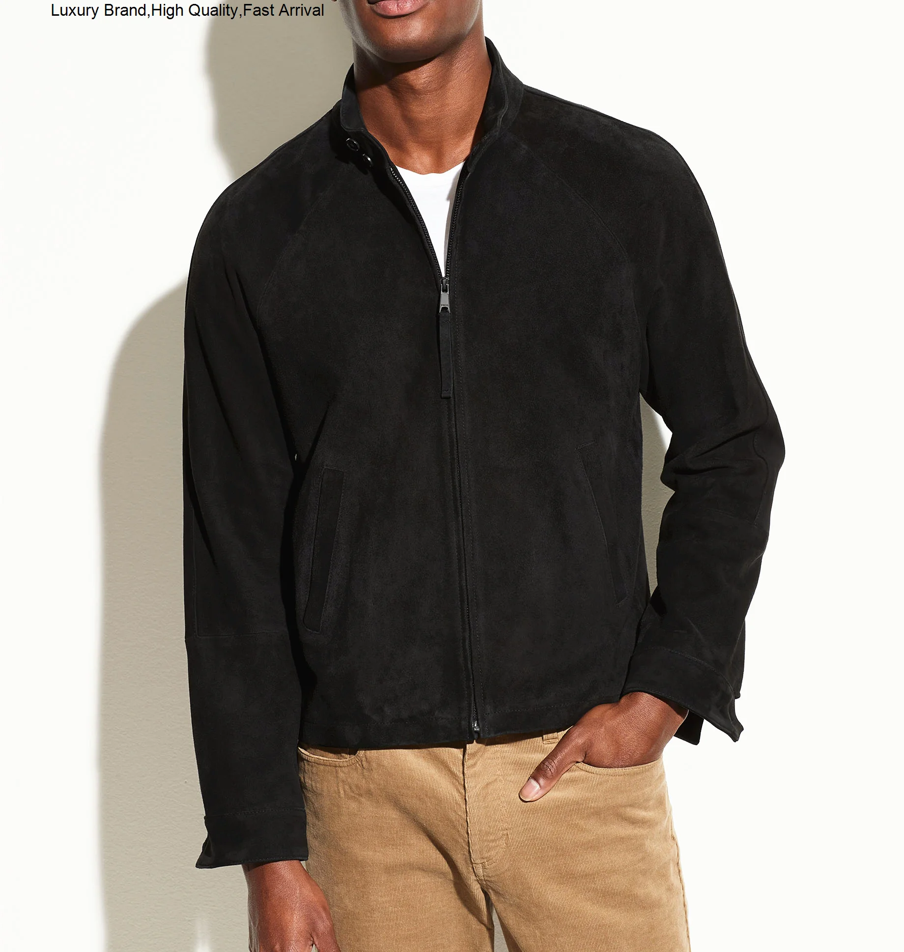 

Means to produce double-sided leather raglan sleeve cow suede harrington