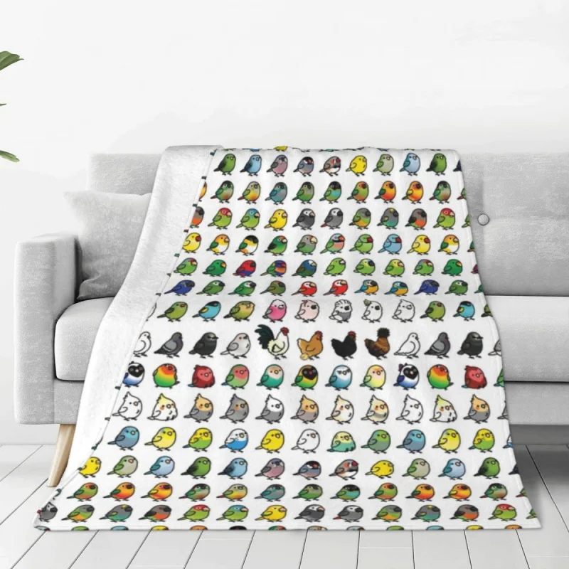 

Birds Everybirdy Collection Blankets 3D Printed cute kawaii cartoon Fuzzy Awesome Soft Throw Blanket for Home Spring Autumn