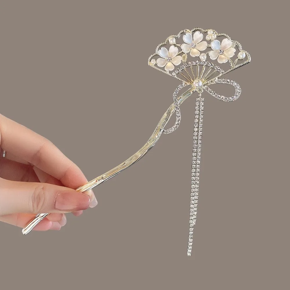 

Simplicity Headdress Tassel Retro Temperament Hairpin Hanfu Step Shake Ancient Fan Fringe Hairpin Antique Style Hair Stick