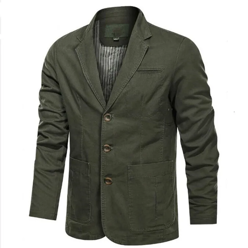 

Блейзер Мужской облегающий, повседневная хлопковая приталенная куртка в стиле милитари, осенний костюм, пальто в стиле Бомбер, роскошный армейский деловой пиджак