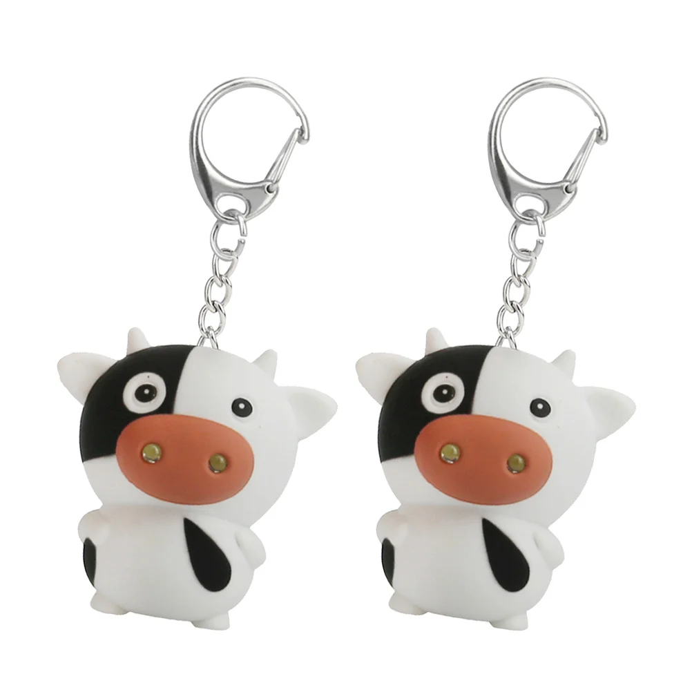 

2 Pcs Camera Keychain Cow Charm Pendant Cow Jewelry Sound Key Ring Present Ornaments Sound Kid Keychain Case