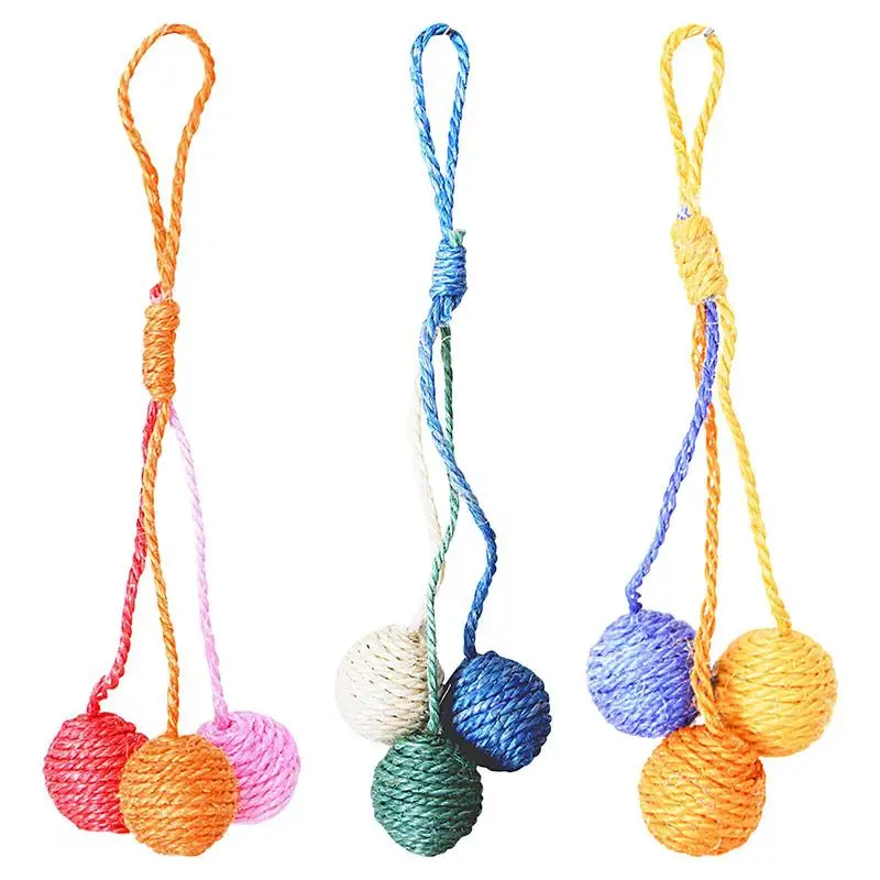 

Мяч для кошек с царапинами, подвешиваемый сизальный мяч для кошек, удобные интерактивные игрушечные мячи со встроенным кольцом, многофункциональный