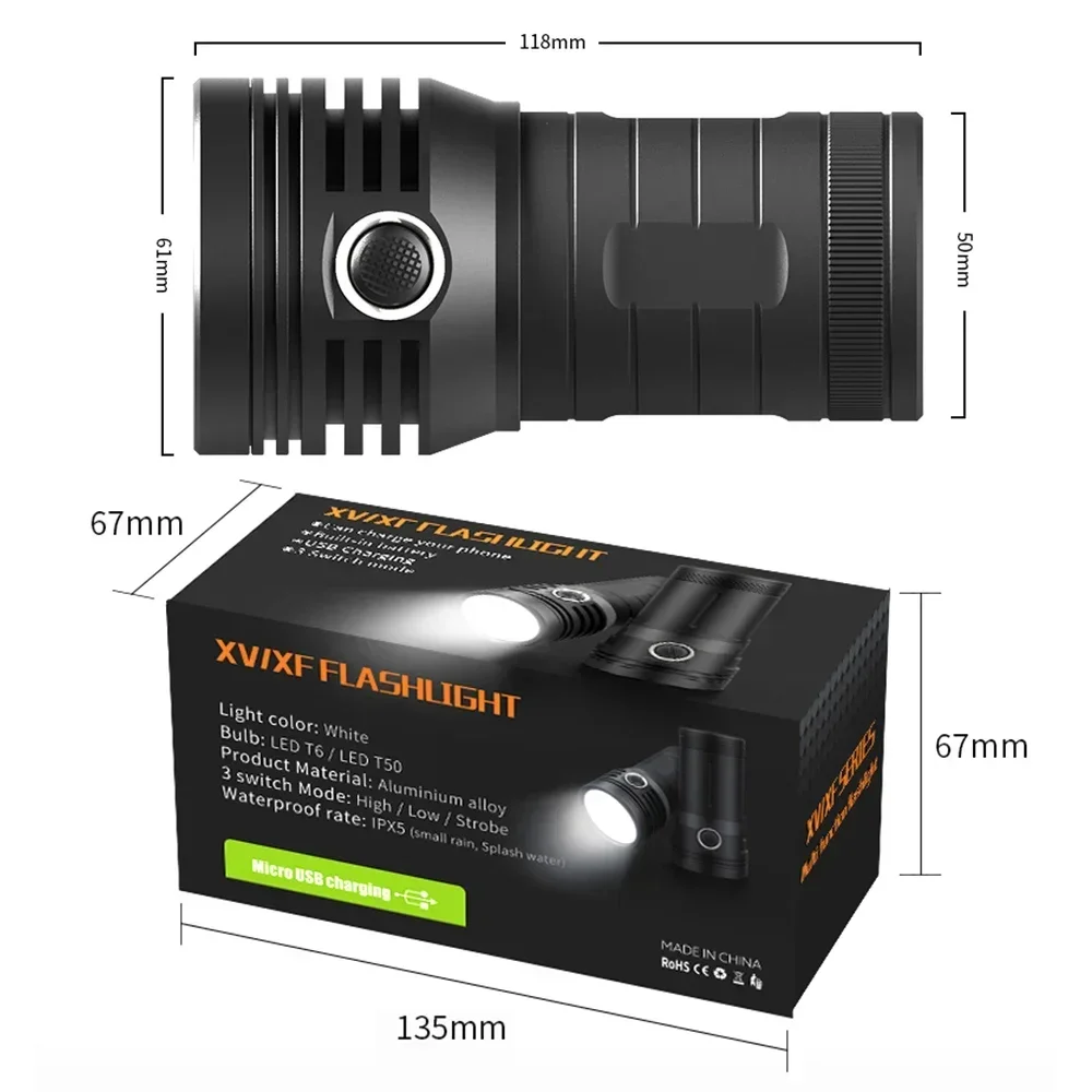 3 * XHP90 супер яркий фонарик 18650 T6 светодиодный Мощный USB Перезаряжаемый встроенный