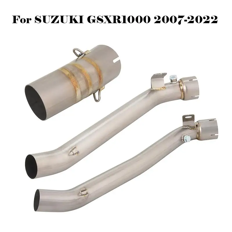 

For SUZUKI GSXR1000 2007-2022 Titanium Alloy Motorcycle Exhaust Middle Connect Section Link Pipe Slip On Muffler Mid Tube