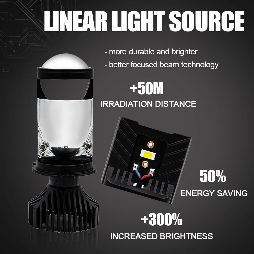 

H3-T9 car headlight bulb H4 is universal LED light sourcing made of csp chip and Condenser Lens,can output 12v 6000K spot light