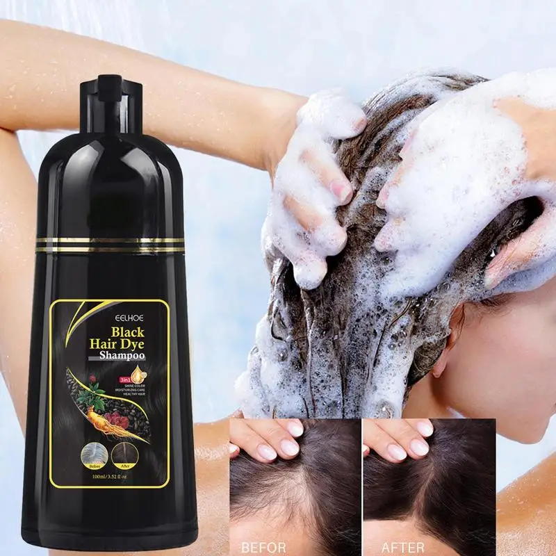 

White To Black Shampoo 100ml Black Dye Shampoo Polygonum Multiflorum Black Hair Dye Shampoo For Gray Semi-Permanent Hair Color