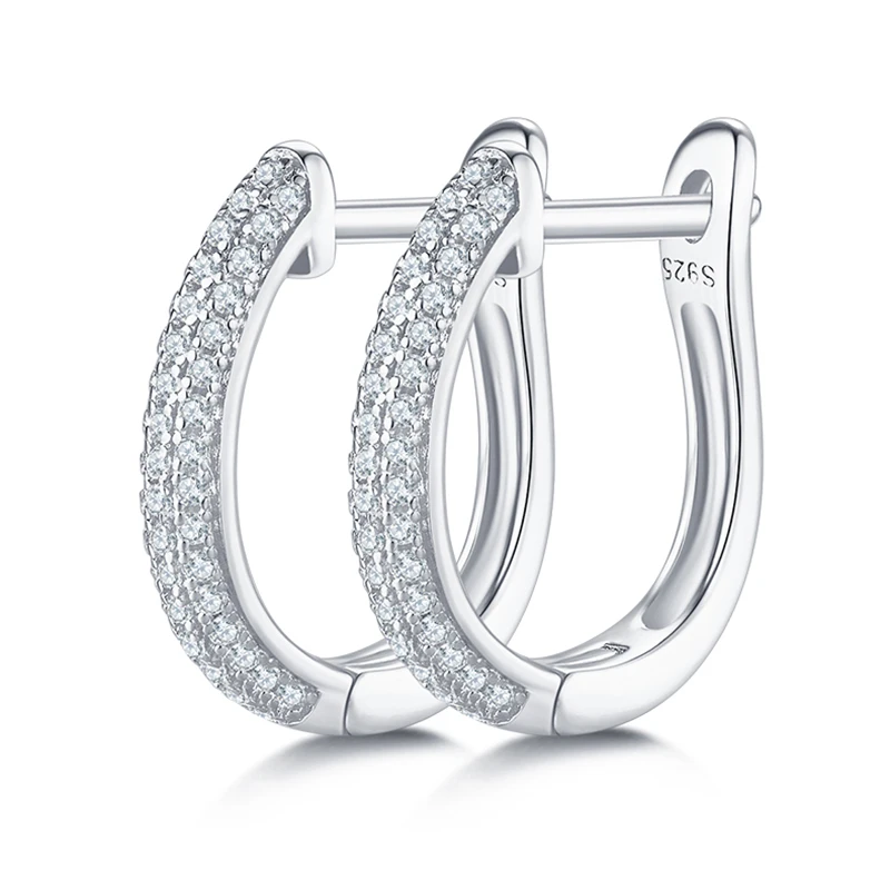 

SGARIT Moissanite Jewelry 925 Sterling Silver 0.30CT Moissanite Diamond Earrings Triple Pave S925 Women Hoop Earrings