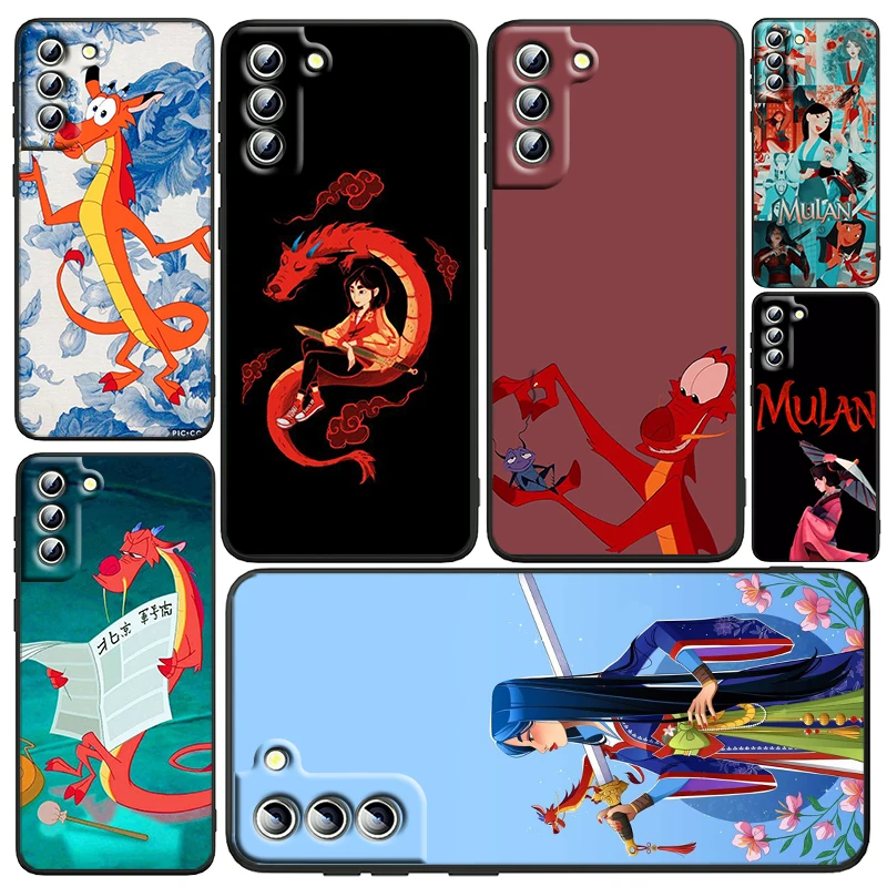 

Disney Mushu Mula Phone Case For Samsung Galaxy S23 S22 S21 S20 FE Ultra Pro Lite S10 S10E S9 Plus 5G Black Funda