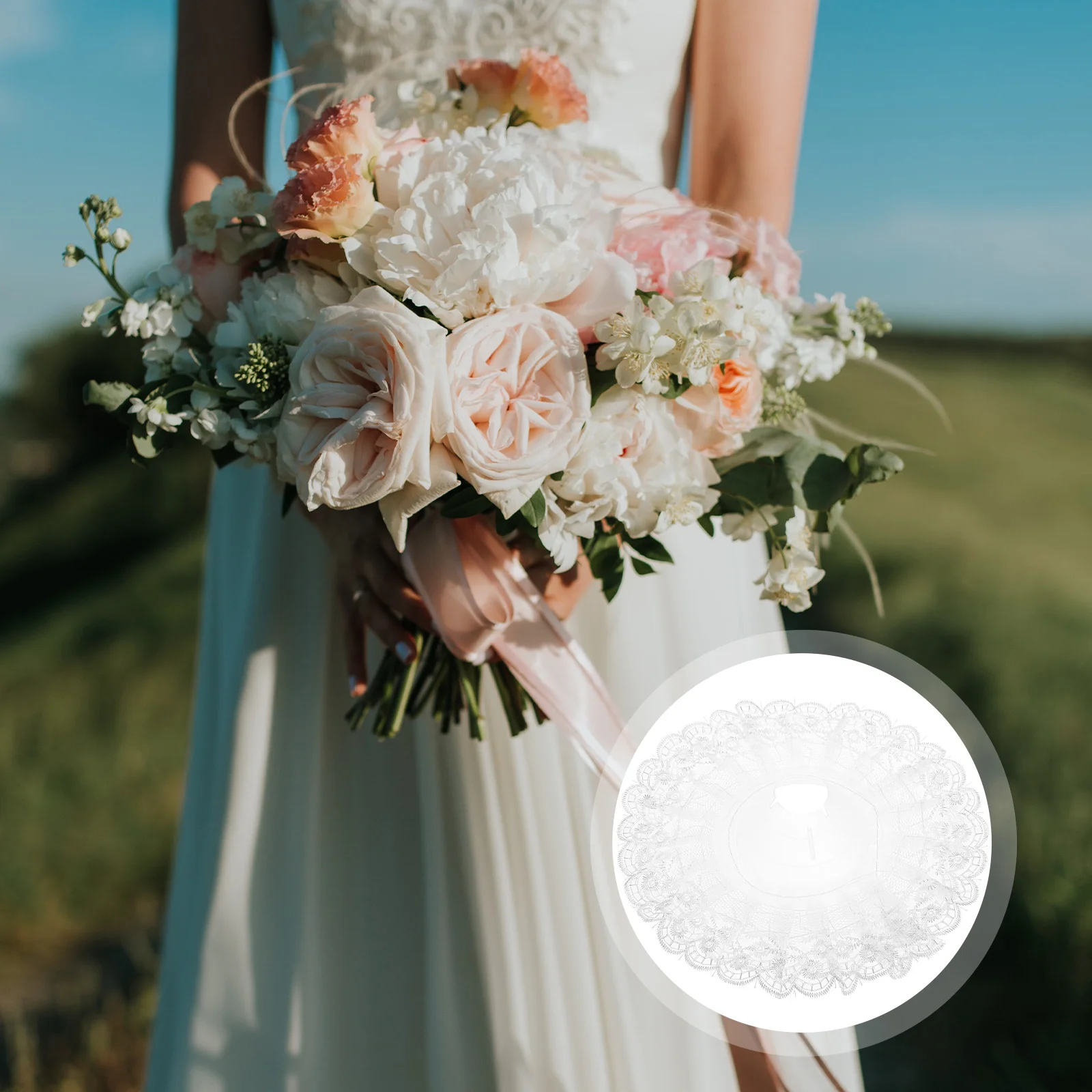 

6 Pcs Bridal Bouquet Clip Collar White Choker Bouquet Collar DIY Wedding Decor Bouquet Torus Bracket Bridesmaid Bouquet Collar