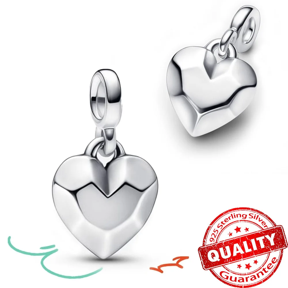 

925 Silver Beaded Fit Original Pandora ME Faceted Heart Mini Dangle Charms Bracelet&Necklace Jewelry DIY Women Making Gifts