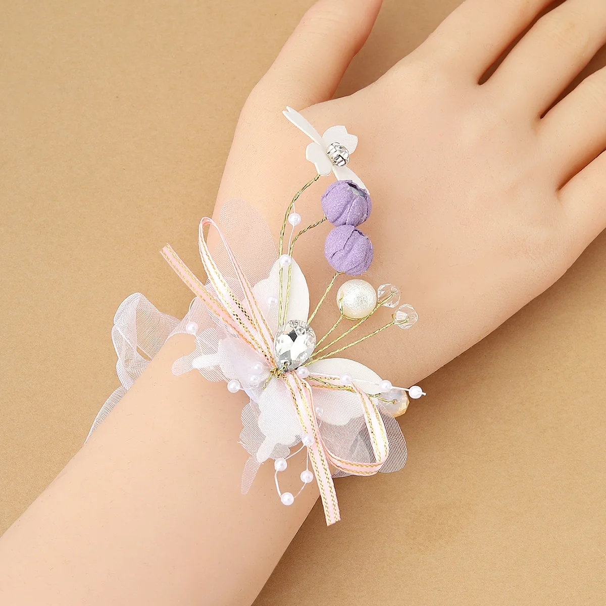 

Wedding Wrist Flower Butterfly Bead Wrist Corsage Ceremony Prom Bridal Bracelet Wedding Wrist Flower NOV99