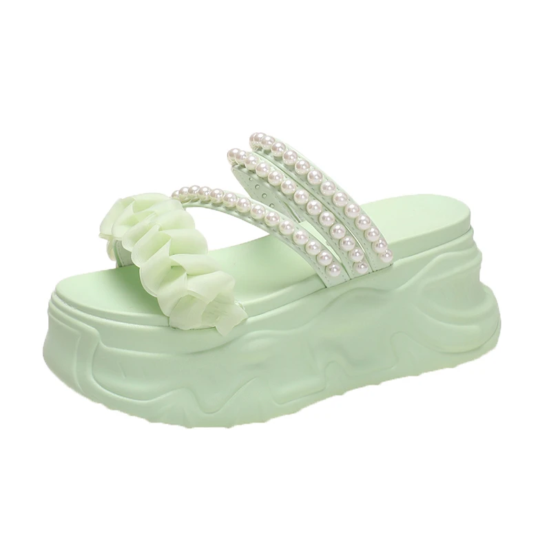 Сандалии женские на платформе 8 см красивые кроссовки массивной танкетке пляжные