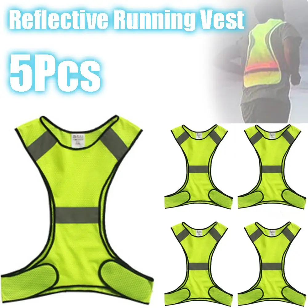 

5Pcs Reflective Running Vest Gear Cycling Vest for Women Men Kids Lightweight Reflective Safety Vests for Night Cycling Walking