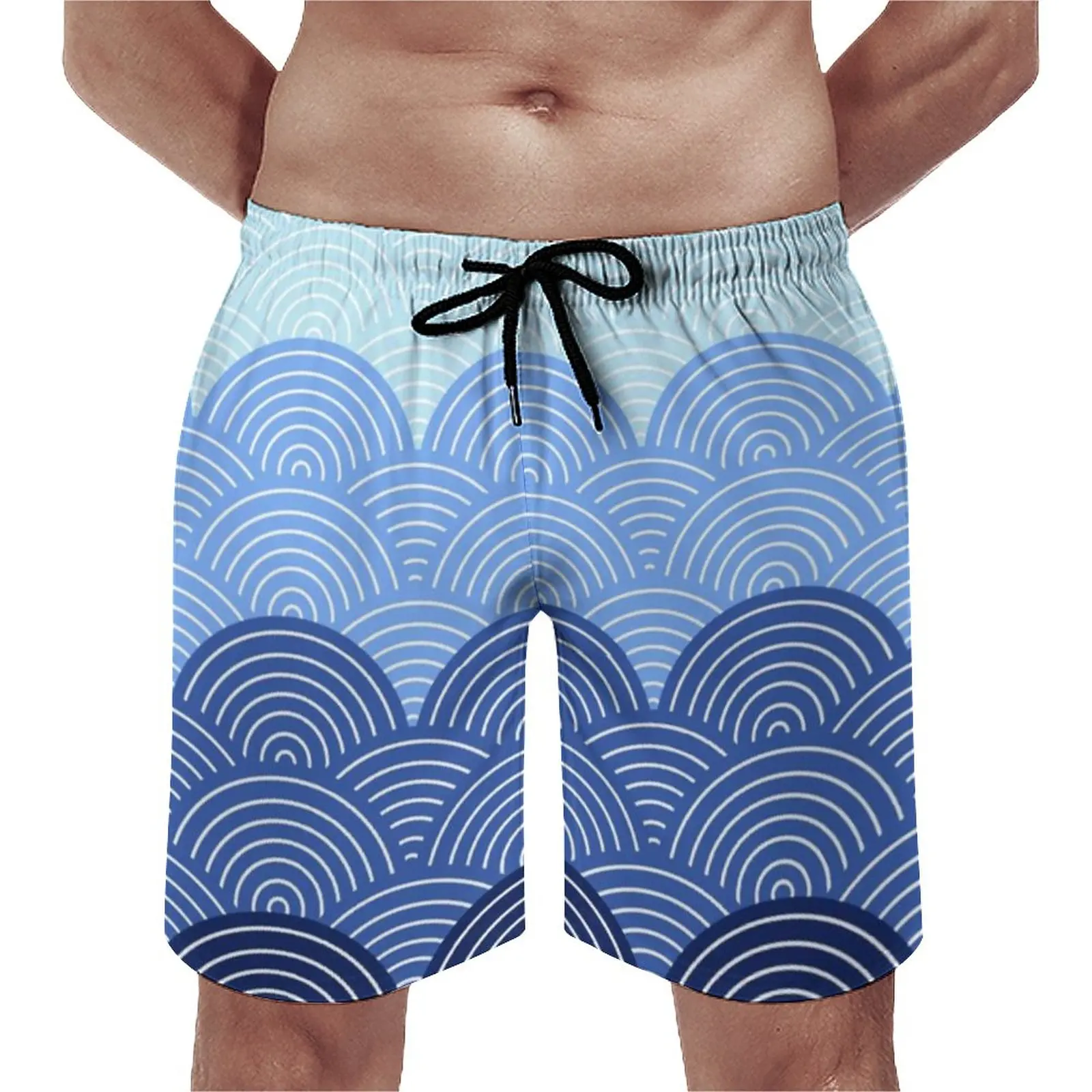 

Японские пляжные шорты с принтом сегаихи, летняя спортивная одежда с голубыми волнами, пляжные шорты, быстросохнущие милые Дизайнерские плавки оверсайз