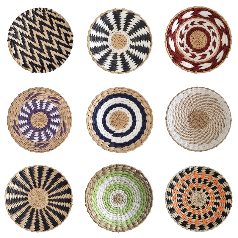 

Nordic Straw Woven Wall Decor Round Plate Creative Wall Decor Ornament for Home Bedroom Living Room Decoration Drop Shipping