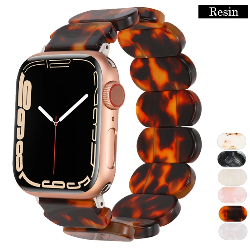 

Resin Strap for Apple Watch Band Ultra 49mm 45mm 44mm 42mm 41mm 40mm 38mm Women Elastic Fashion Loop IWatch Series 8 7 6 SE 5 4