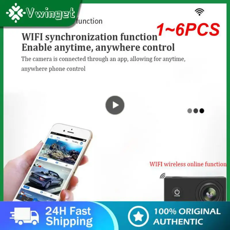 1 ~ 6 шт. Экшн-камера Ultra HD 4K 30 кадров в секунду/170D подводный Шлем водонепроницаемый экран 2,0 дюйма WiFi дистанционное управление Спорт go Video