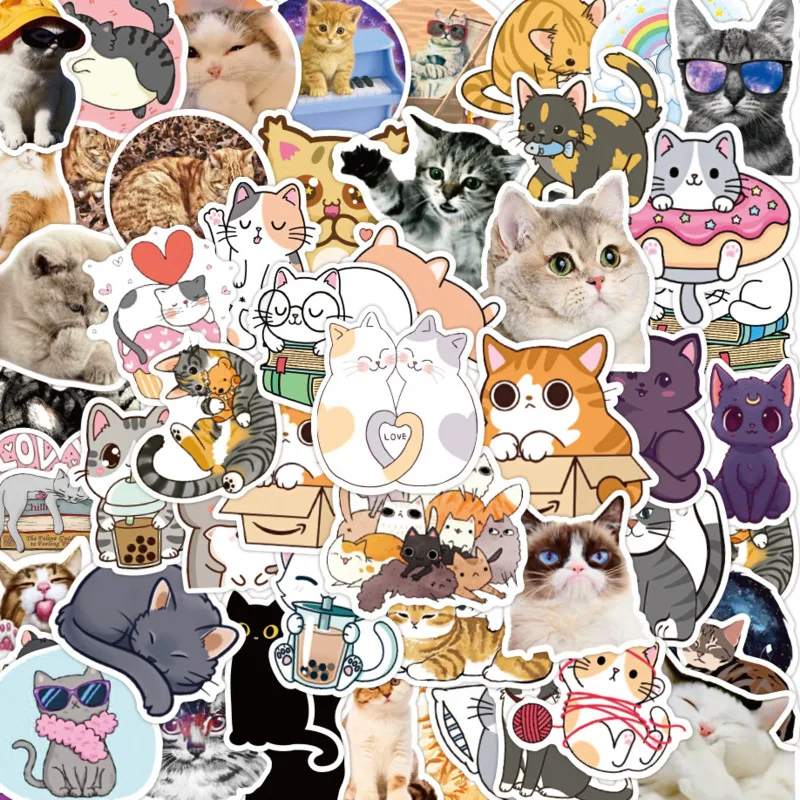 

10/30/50/100pcs Animals Stickers Cute Cartoon Cat Sticker Skateboard Phone Guitar Car Laptop Bicycle Fridge Kid Toys New