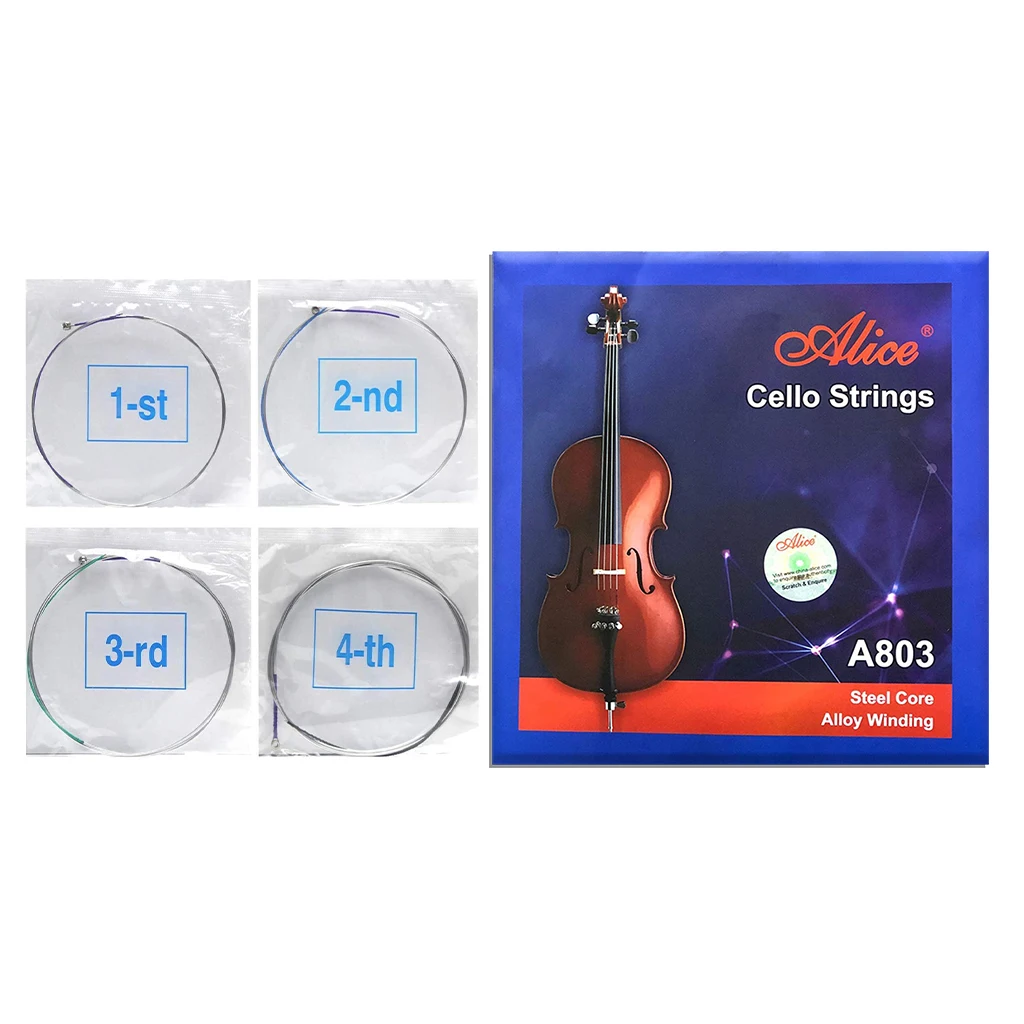 Alice A803 Cello Strings Steel Core Alloy Winding 1st-4th Strings For Acoustic & Electric Cello Making DIY Repair Accessories enlarge