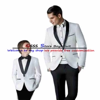 white wedding tuxedo for boys suit 2 piece formal party blazer pants stage kids shawl collar jacket set