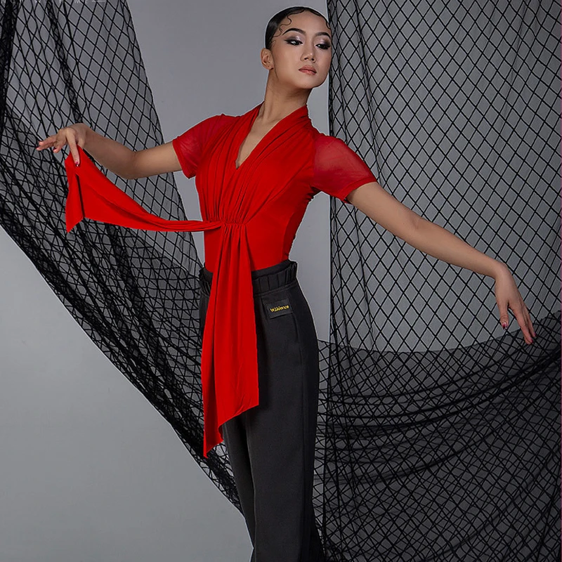 

Женский топ для латиноамериканских танцев, с коротким рукавом, модель SL8329