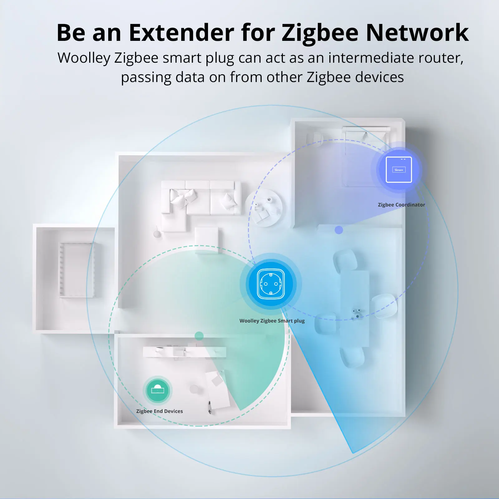 Умная розетка Woolley SA-029 Zigbee 16 А европейская вилка 3840 Вт беспроводной переключатель