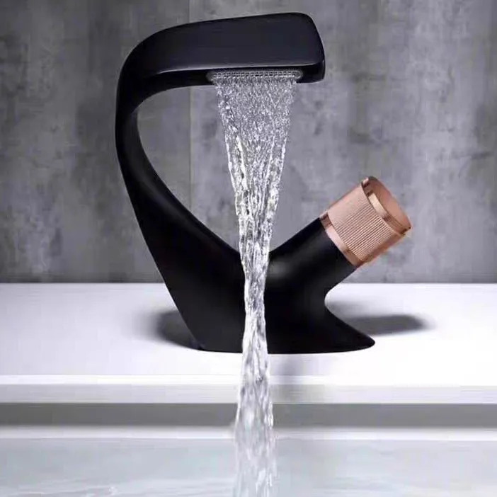 

designer Matte Black bathroom & kitchen brass sink taps modern black faucet Basin bathroom faucet