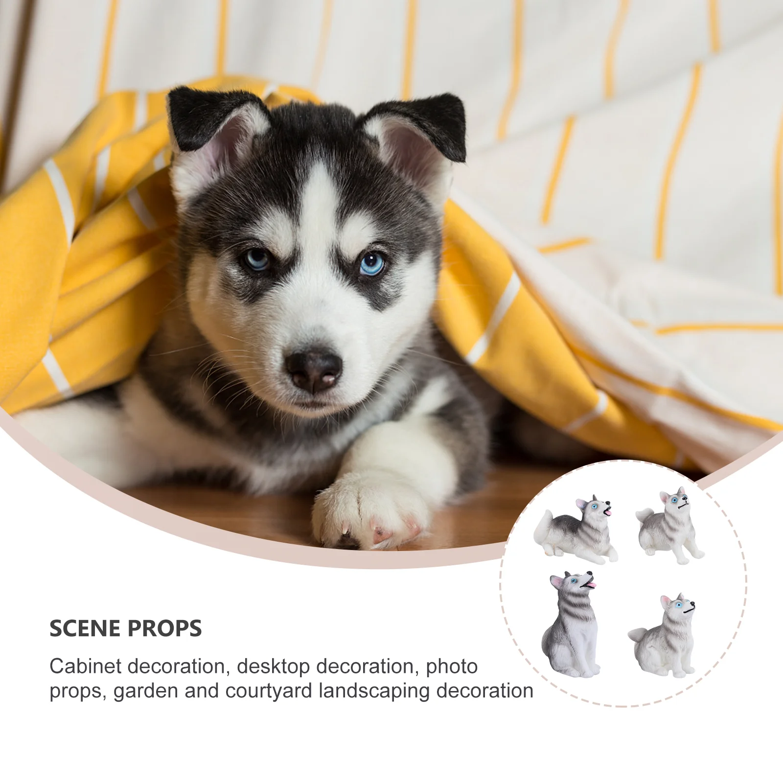 4 шт. украшения хаски уличное украшение мини-фигурки собаки из смолы модель