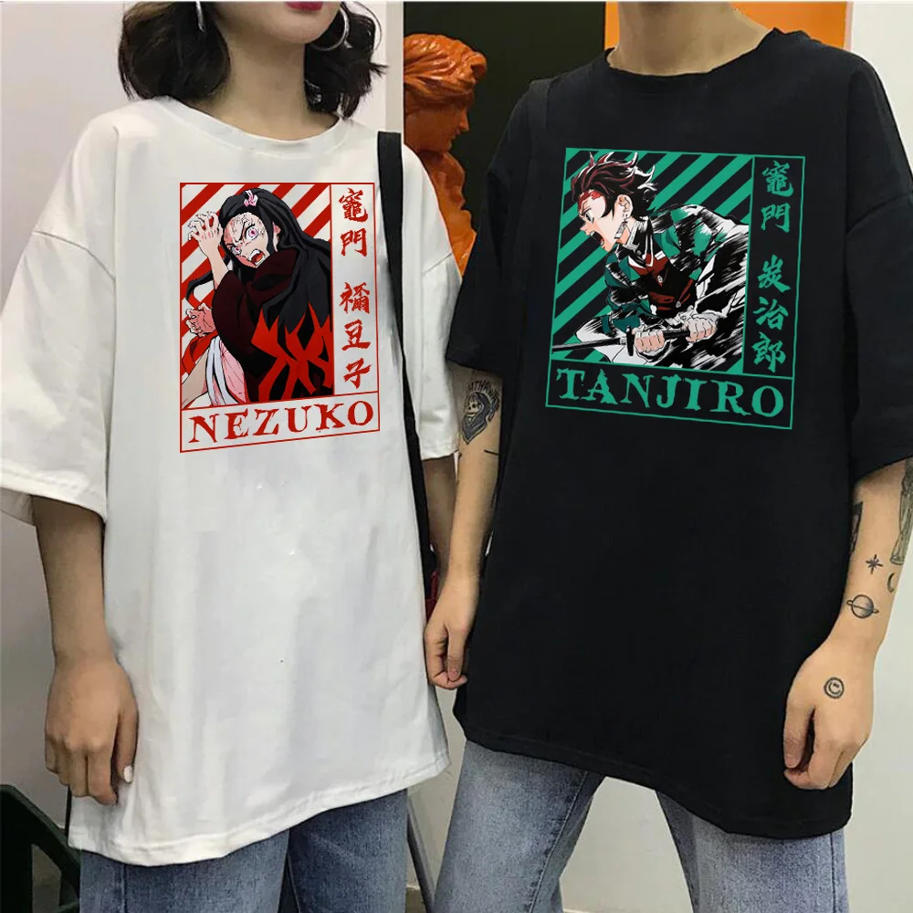 

Футболка Tanjirou and Nezuko с принтом из аниме «рассекающий демонов», летняя повседневная свободная футболка в стиле Харадзюку