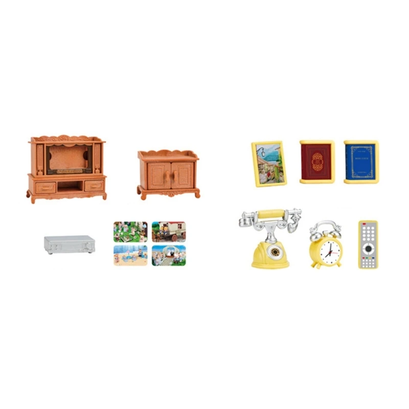 

13PCS 1:12 Dollhouses Tv Stands Mini Tv Cabinet Dollhouses Furniture Set Dollhouses Telephone DollHouses Furniture Toy