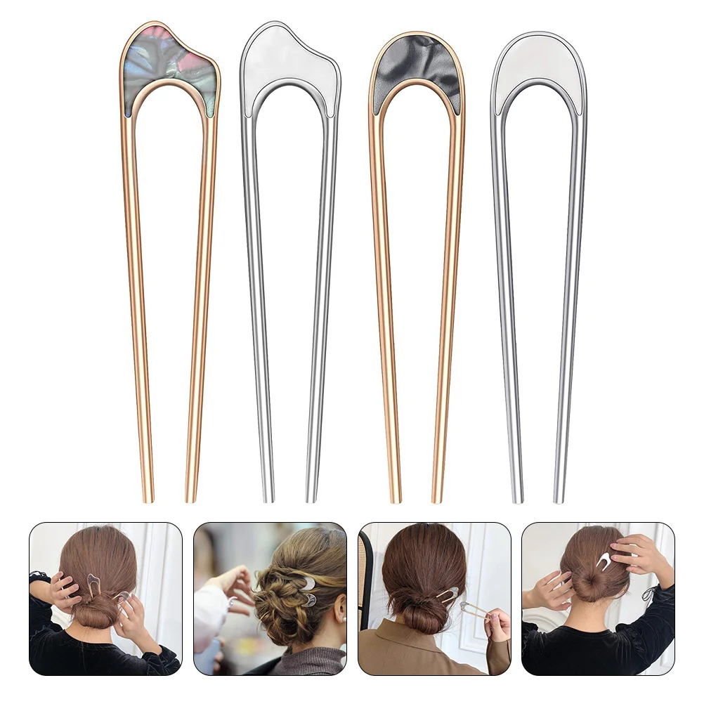 

Hair Shaped Metal Ualloy Womenhairpin Updo Forks Chignon Stick Accessories French Prong Acrylic Fork Spiral Buns Shawl Clips