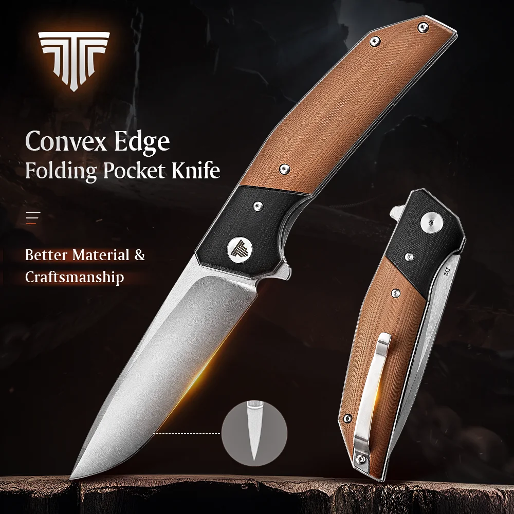 TRIVISA Flipper Pocket Steel Ball Bearing Folding EDC Knife with 3.74