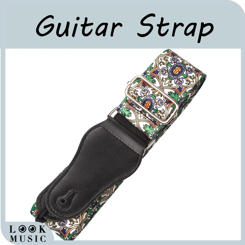 

Nylon Adjustable Guitar Strap Belt Flower Pattern For Acoustic Electric Bass Guitar