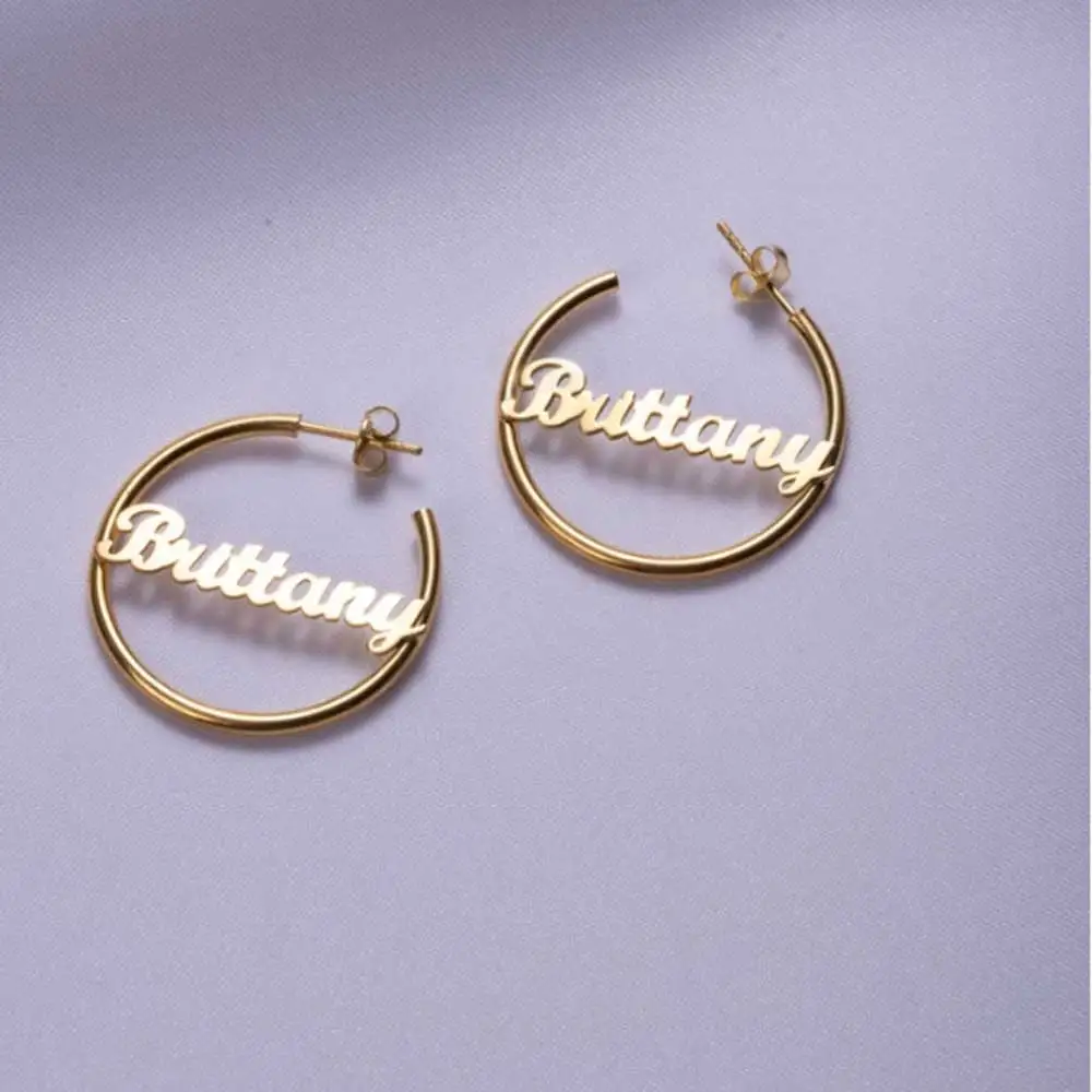 Custom Name Hoop Earrings for Women New Fashion Stainless Steel Designer Earrings Wedding Party Gifts Jewelry Pendientes De Aros