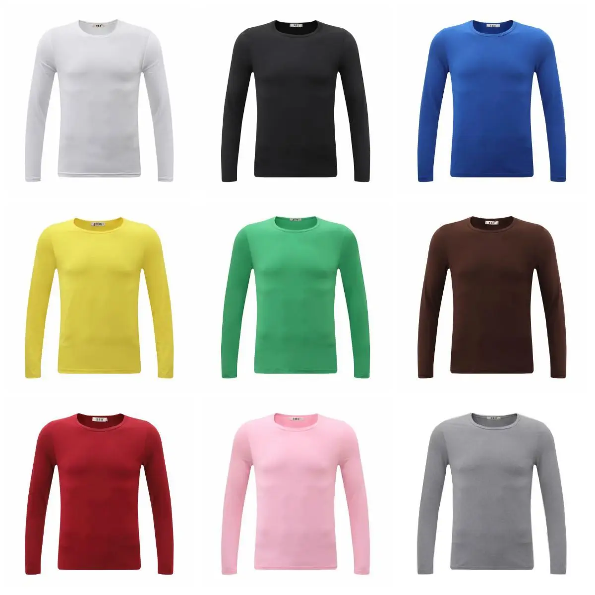 

In the fall of men long sleeve T-shirt collar pure color render tight half sleeve unlined upper garment of black and white coat