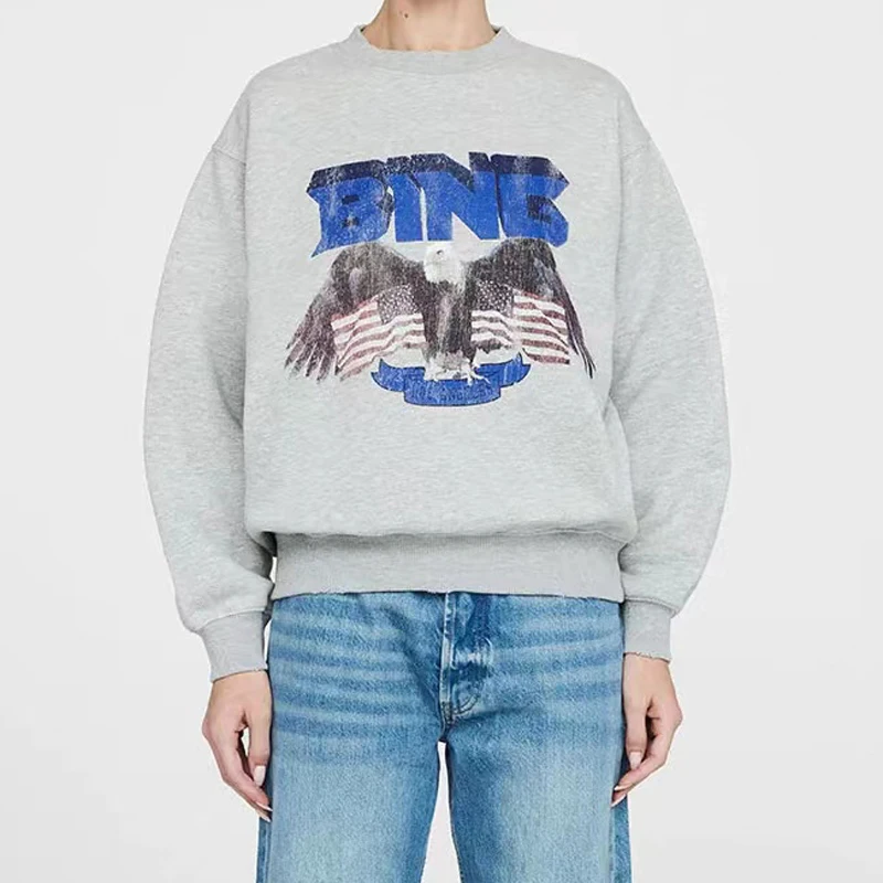 

Women eagle print cotton sweatshirt o-neck long sleeve lady casual pullover tops