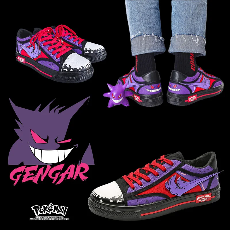 Кеды Pokemon Gengar для мужчин и женщин повседневные холщовые кроссовки дышащая