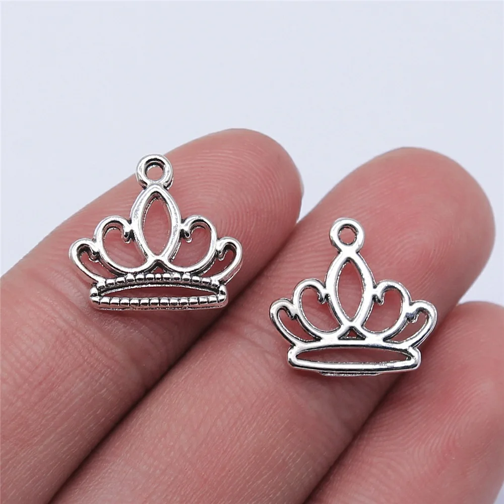 

40pcs 15x15mm Antique Silver Color Crown Charms For Jewelry Making B15533