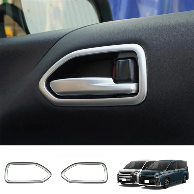 

2Pcs Matte Silver Car Inner Door Handle Trim Pull Grab Panel Handle Cover for Toyota Noah Voxy 90 Series 2022