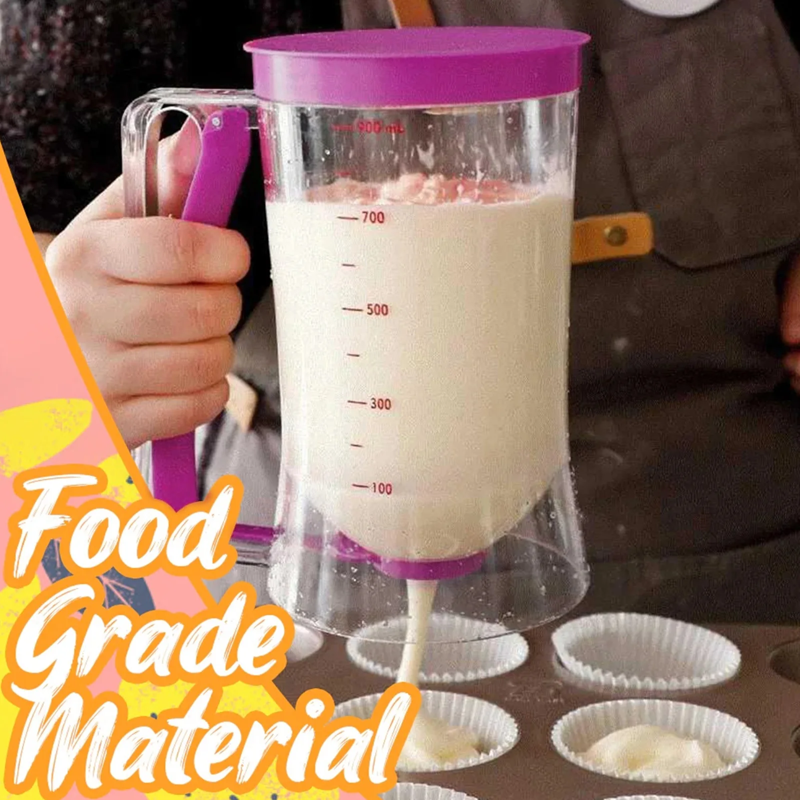 

900ml Batter Flour Paste Dispenser Cream Speratator Pancake Batter Dispensers Cupcake Cookie Cake Muffins Measuring Cup