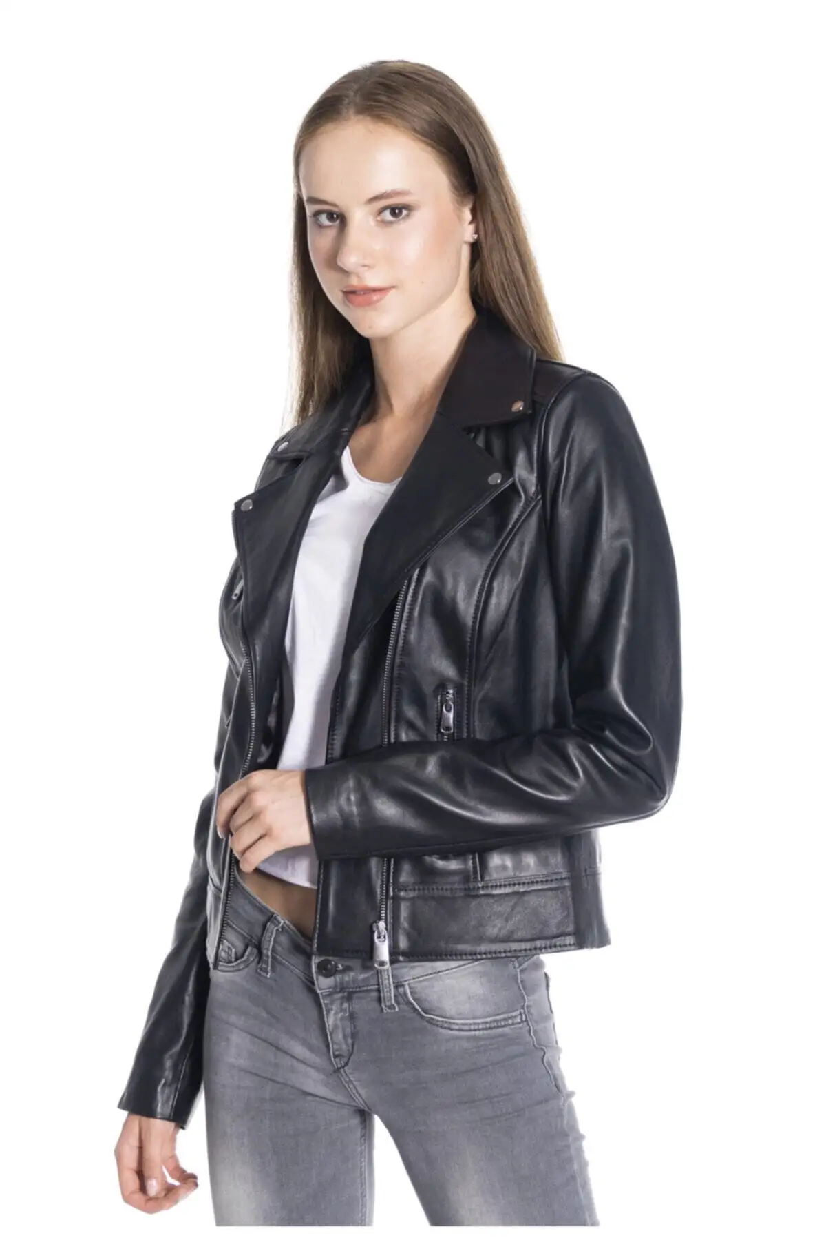 Black genuine leather coats women genuine sheepskin jackets spring autumn clothing fashion new season products sports street clothing