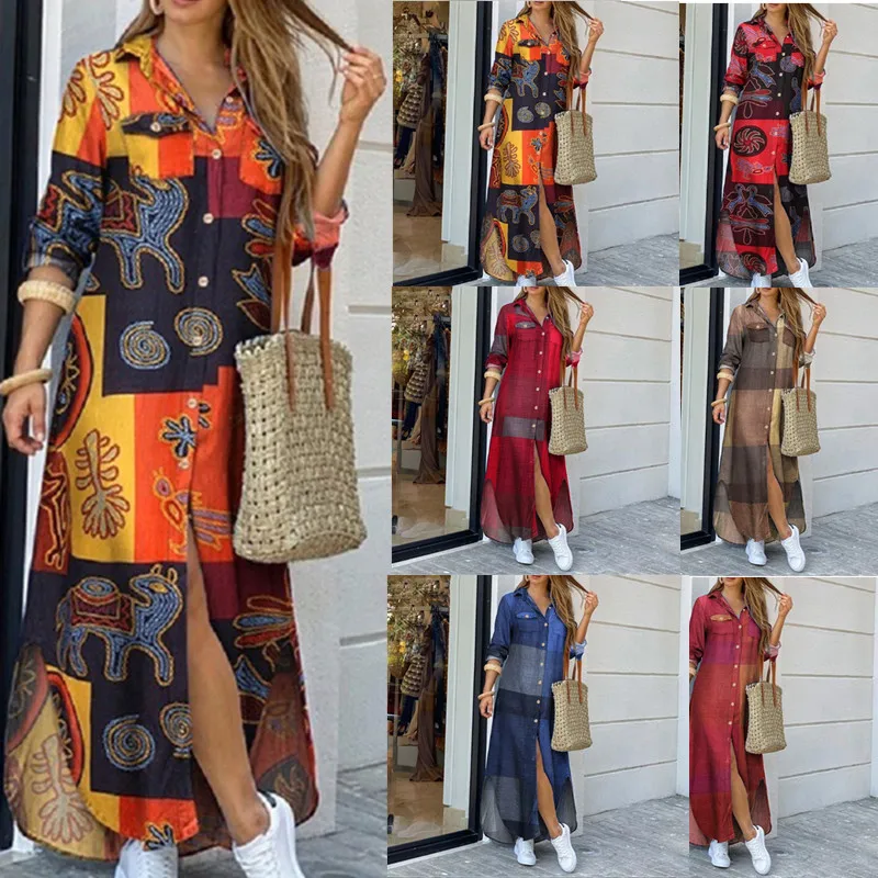 

Summer Dress 2022 New European and American Spring and Summer Fashion Sexy Shirt Long Dress Women Vestidos De Mujer