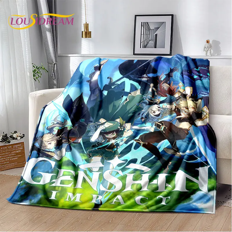 Мультяшное мягкое плюшевое одеяло для геймеров Genshin фланелевое покрывало